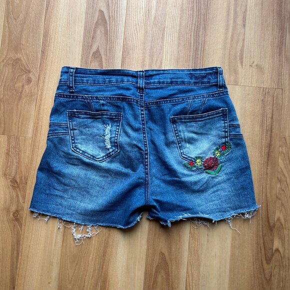 Embroidered Denim Jean Short Shorts Junior 5 Hectik by Natalia Daisy Dukes Girl - Picture 4 of 9